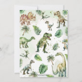 恐竜の緑のダイノダニ誕生日パーティー 招待状 (裏面)