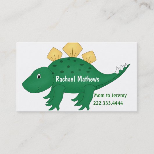 恐竜の緑のママカード コーリングカード (正面)