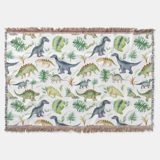 恐竜の緑の水の色キッズパットレン スローブランケット (正面)