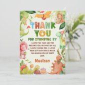 恐竜の緑の誕生日パーティーサンキューカード サンキューカード (スタンド正面)