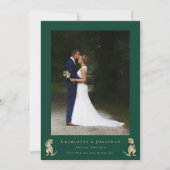 恐竜の緑結婚の写真ありがとう サンキューカード (正面)