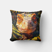 恐竜の肖像 - 大胆な爬虫類アート クッション (正面)