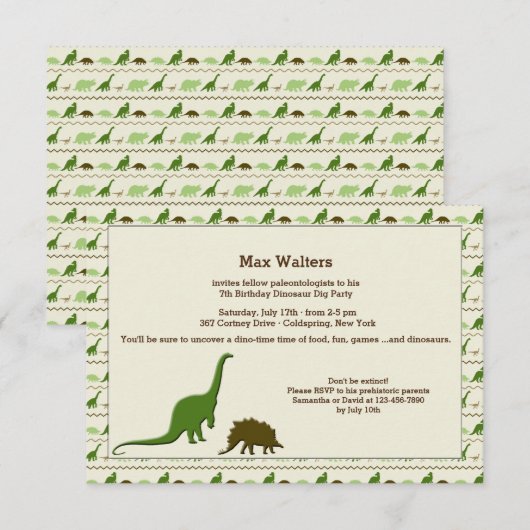 恐竜の背景の招待状 招待状 (正面/裏面)