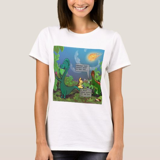 恐竜の自撮り 女性 コミックTシャツ Tシャツ (正面)