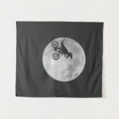 恐竜の自転車と月のレトロディノ タペストリー (正面(横))