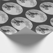 恐竜の自転車と月のレトロ80sディノ ラッピングペーパー (角)