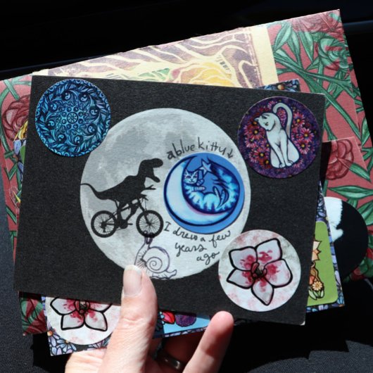 恐竜の自転車と月のレトロ80sディノ 招待状