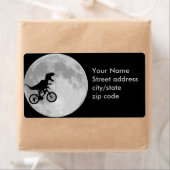 恐竜の自転車と月 ラベル (インサイチュ)