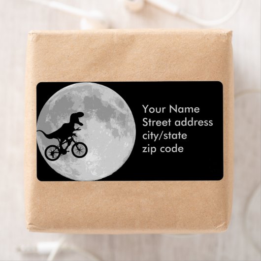 恐竜の自転車と月 ラベル (インサイチュ)