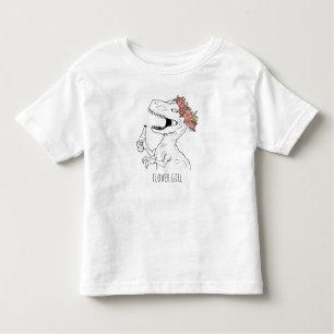 恐竜の花の少女 トドラーTシャツ
