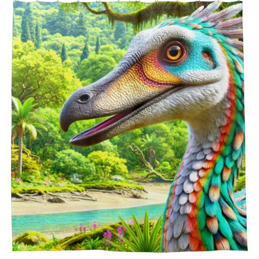 恐竜の芸術 シャワーカーテン (正面)