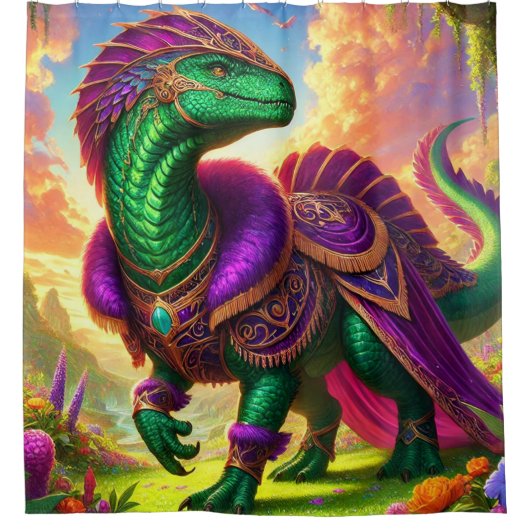 恐竜の芸術 シャワーカーテン (正面)