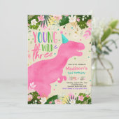 恐竜の若い野生で自由な恐竜の誕生日 招待状 (スタンド正面)