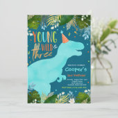 恐竜の若い野生と3つの恐竜誕生日 招待状 (スタンド正面)