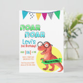 恐竜の若い野生誕生日 招待状 (スタンド正面)