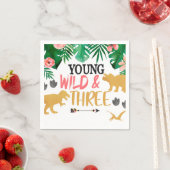 恐竜の若い野生3番目の誕生日ナプキン スタンダードカクテルナプキン (インサイチュ)