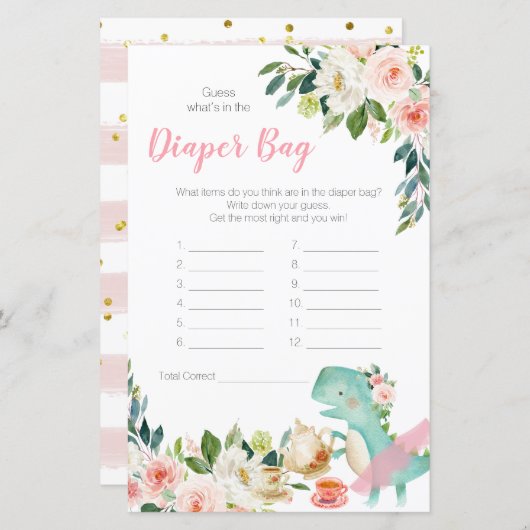 恐竜の茶のパーティーおむつバッグの内容を推測 (正面/裏面)