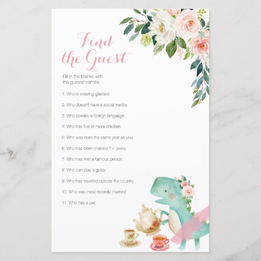 恐竜の茶のパーティーフローラを見つけるゲストゲーム (正面)