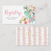 恐竜の茶パーティー桃フローラレジストリ エンクロージャーカード (正面/裏面)