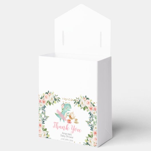 恐竜の茶パーティー誕生日赤ちゃんシャワーお願いボックス フェイバーボックス (オープン)