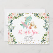 恐竜の茶パーティー赤ちゃんシャワーありがとう サンキューカード (正面)
