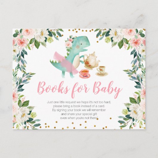 恐竜の茶パーティー赤ちゃんシャワーベビー本 インビテーションポストカード (正面)