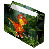 恐竜の茶色Tレックスジュラシックパーティー ラージペーパーバッグ (正面アングル)