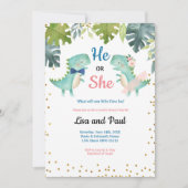 恐竜の蝶ネクタイまたはチュチュ恐竜の招待状 招待状 (正面)