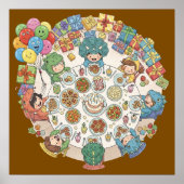 恐竜の衣装を着た子供たちのパーティー ポスター (正面)