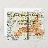 恐竜の記念碑ヴィンテージ地図 ポストカード (正面/裏面)