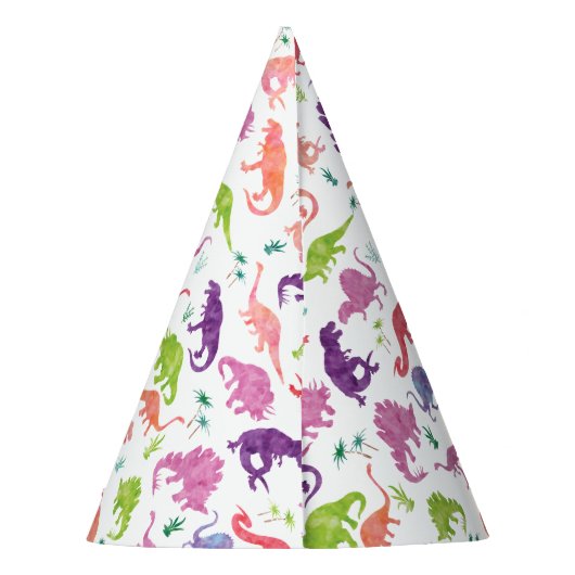 恐竜の誕生パーソナライズされた日パーティーの模様がピンク パーティーハット (裏面)