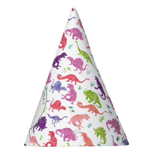 恐竜の誕生パーソナライズされた日パーティーの模様がピンク パーティーハット (右)