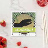 恐竜の誕生会ストライプの スタンダードカクテルナプキン (インサイチュ)