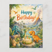 恐竜の誕生日おめでとう！古代の冒険  ポストカード (正面)