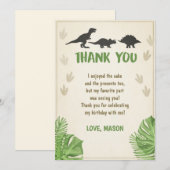 恐竜の誕生日お礼カード パーティーボーイ ディノ 招待状 (正面/裏面)