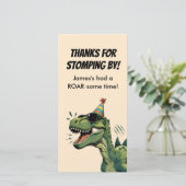 恐竜の誕生日お礼カード　フラット　子供パーティ サンキューカード (スタンド正面)