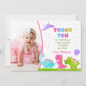 恐竜の誕生日お礼カード（女の子用） 招待状 (正面)