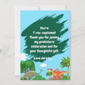 恐竜の誕生日お礼カード – 子供 サンキューカード (裏面)