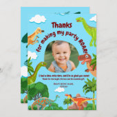 恐竜の誕生日お礼カード – 子供 サンキューカード (正面/裏面)