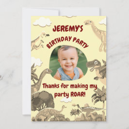 恐竜の誕生日お礼カード – 子供 サンキューカード