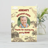 恐竜の誕生日お礼カード – 子供 サンキューカード (スタンド正面)