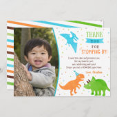 恐竜の誕生日お礼カード 招待状 (正面/裏面)