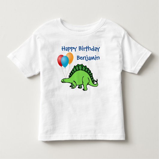 恐竜の誕生日かわいいバルーン小さな男の子の名前 トドラーTシャツ (正面)
