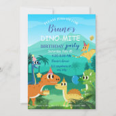 恐竜の誕生日のお子様への招待 招待状 (正面)