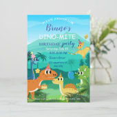 恐竜の誕生日のお子様への招待 招待状 (スタンド正面)