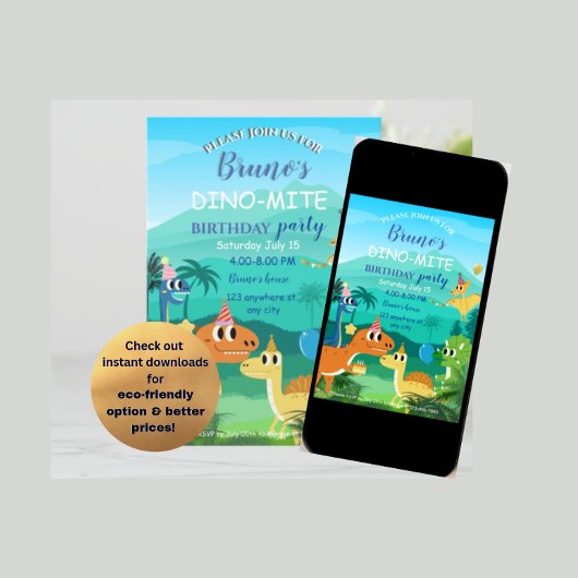 恐竜の誕生日のお子様への招待 招待状