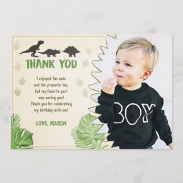 恐竜の誕生日のサンキューカードのパーティーの男の子ディーノ 招待状