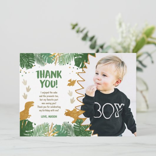 恐竜の誕生日のサンキューカードのパーティーの男の子ディーノ 招待状 (スタンド正面)