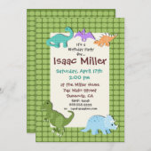 恐竜の誕生日のパーティの招待状のディーノの招待 招待状 (正面/裏面)