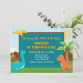 恐竜の誕生日のパーティの招待状5x7カード 招待状 (スタンド正面)